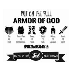 Armor of God SVG, Belt of Truth, Sword of the Spirit,  Shoes of Peace svg, Shield of Faith, Helmet of Salvation svg, SVG