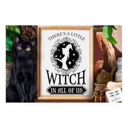 There's a little witch in all of us SVG, Witch kitchen svg, Magic Kitchen svg, Kitchen vintage poster,  Witches Kitchen