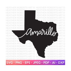 Amarillo City SVG, Texas Svg, Texas Clipart, Texas Silhouette, Texas Shape svg, Texas Cities Svg, Texas State, Cut File