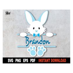 Bunny SVG, Split Monogram SVG File For Cricut, Silhouette, Baby Boy svg , Rabbit Vector Easter Clipart Cut File- Instant