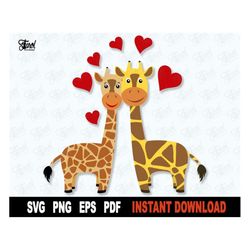 Giraffe couple SVG, Valentines Day Svg, Giraffe Svg, Love svg, Silhouette SVG File For Cricut, Silhouette Cut File- Inst
