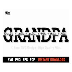 Grandpa Svg, Split Name Frame Svg, Father's Day SVG File For Cricut, Silhouette, Vector Grandfather Svg Cut File- Instan