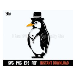 Penguin Svg, Penguin With Hat Svg File For Cricut, Silhouette, Vector clipart, Png Art Design- Digital Instant download