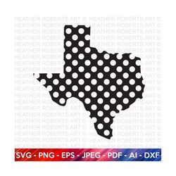 Texas Polka Dots Pattern Design SVG, Texas Svg,Texas Clipart,Texas Silhouette,Texas Shape svg, Texas Design Svg, Cut Fil