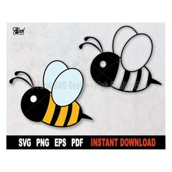 Bee SVG File For Cricut, Silhouette, Bumble Bee Svg Cut File,  Outline, Honey Bee Svg, Sublimation Png-  Instant Digital