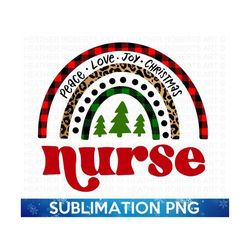 Nurse Christmas Rainbow Sublimation PNG, Nurse Christmas Shirt PNG, Leopard Print, Christmas png, Holiday Sublimation, S