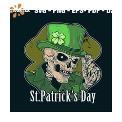 St Patricks Day Skull Svg, St Patricks Day Svg, Skull Svg, Bone Svg, St Patricks Day Gift, Four Leaf Clover, Three Leaf