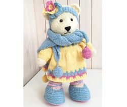 Handmade wool Teddy Bear, Amigurumi animal organic toy for baby, Crochet eco friendly stuffed toy, Waldorf doll ready