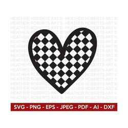 Checkered Heart Svg, Heart SVG, Sketch,Hand-drawn Heart svg,Valentine Heart svg, Heart Shape, Patterned Heart, Cut Files