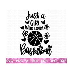just a girl who loves basketball svg, basketball svg, basketball fan svg, fan shirt svg, basketball quotes svg, cricut c