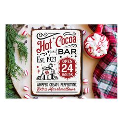 Hot cocoa bar svg, Hot cocoa svg,  Old fashioned hot cocoa svg, Vintage hot cocoa svg, Vintage Christmas svg, served her