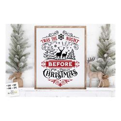 T'was the night before Christmas svg, Farmhouse Christmas svg, Farmhouse Poster Christmas svg, Vintage Christmas svg,  f