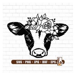 Floral Cow svg | Cute Cow svg | Cow Head Svg | Floral Farm Animal svg | Baby Cow svg | Farm Life svg | Cow Svg Files for