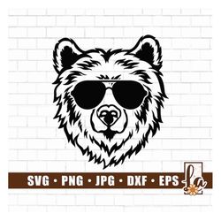Bear with glasses svg | Grizzly bear face Svg | Mama Bear Face Svg | Mountain Bear Svg | Cute Wild Animal Svg | Bear Cli