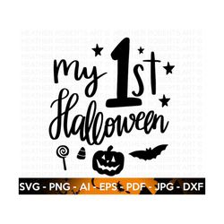My 1st Halloween SVG, Halloween SVG, Pumpkin Svg, Ghost, Halloween Onesie SVG, Halloween Costume Svg, Hand lettered quot