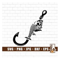 Skeleton Fish Svg | Piranha Svg | Fish Bone Svg | Fish Hook Svg | Vector Cut file for Cricut | Silhouette | Decal | Stic