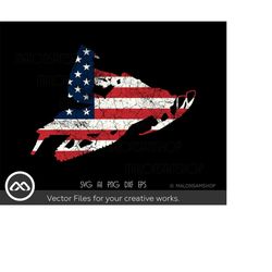 American flag Snowmobile SVG Distressed Vintage - snowmobile svg, winter sports svg, snowmobiling svg, silhouette, png