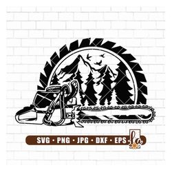 wood saw blade svg | logger svg | wood blade svg | wood saw blade with trees | lumberjack svg | sublimation designs | cl