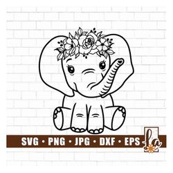baby elephant svg | floral elephant svg | elephant svg | elephant baby shower shirt | cute elephant cut files for cricut