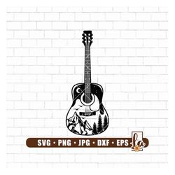 Guitar Scene Svg | Mountains Svg | Guitar Svg | Guitar Sunset Svg | Guitar Sunrise Svg | Sublimation Designs | Cricut &