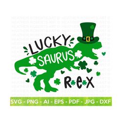 Lucky Saurus Rex SVG, St. Patrick's Rex SVG, Lucky Dinosaur SVG, Lucky T-Rex svg, Dinosaur svg, St. Patrick's Day svg, C