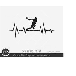 Lacrosse SVG Heartbeat Player - lacrosse svg, lax svg, silhouette, sports svg, svg cut file, clipart