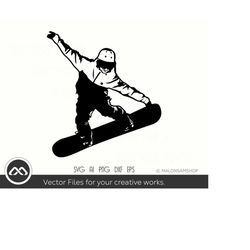 Snowboard SVG Silhouette - snowboarding svg, snowboard svg, snow goggles svg, mountain svg, dxf, png