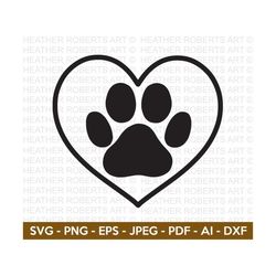 Dog Paw Heart Svg, Dog Svg, Paw SVG, Animal Paw Svg, Animal Svg, Dog Paw Print, Paw Print, Animal Print, Cut Files for C