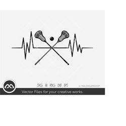 Lacrosse SVG Heartbeat - lacrosse stick svg, lacrosse clipart, player svg, sports svg, svg cut file, digital file