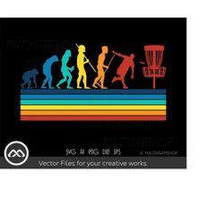 Retro Disc Golf SVG Funny Human Evolution - disc golf svg, disc golf, golf svg, disc golf cricut, frisbee svg, dxf, png