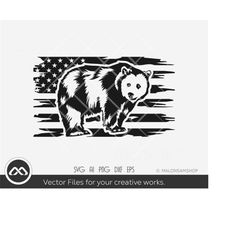 Bear SVG Us flag - Bear svg, papa bear svg, baby bear svg, bear silhouette, png, clipart