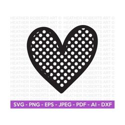 Polka Dots Heart Svg, Heart SVG, Sketch,Hand-drawn Heart svg,Valentine Heart svg, Heart Shape, Patterned Heart, Cut File