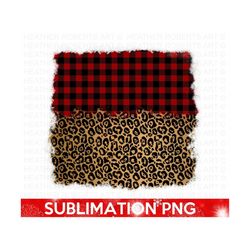 christmas half red plaid and leopard sublimation png background, leopard pattern png, red plaid pattern, frame png, subl
