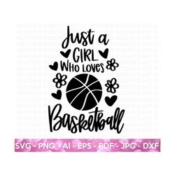 just a girl who loves basketball svg, basketball svg, basketball fan svg, fan shirt svg, basketball quotes svg, cricut c