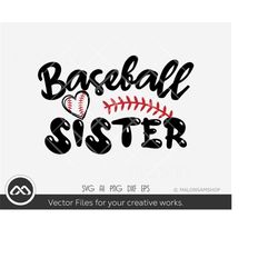 Baseball SVG file baseball sister - baseball svg, sports svg, clipart, png, cut file, heart svg for lovers