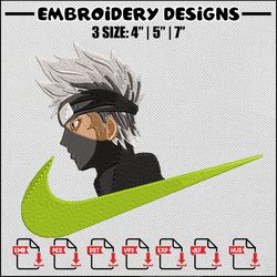 Kakashi face swoosh embroidery design, Nike desgin, Naruto design, Embroidery files, Embroidery shirt, Digital download
