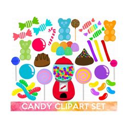 candy clipart set, candy clipart, lollipop clipart, rainbow candy, candy graphics, gumble machine clipart, sweet sugar c