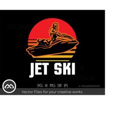 Jet ski SVG Retro sunset - jet ski svg, beach life svg, summer svg, water sports svg for lovers