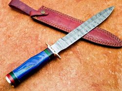 Authentic HAND FORGED DAMASCUS 15.0" DAGGER HUNTING KNIFE HARD WOOD