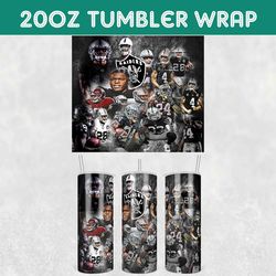 Raiders Team Player Tumbler Wrap, Las Vegas Raiders Football Tumbler Wrap, Football Team Tumbler Wrap, NFL Tumbler Wrap