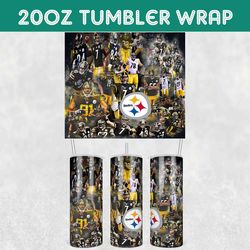 Steelers Team Player Tumbler Wrap, Pittsburgh Steelers Football Tumbler Wrap, Football Team Tumbler Wrap, NFL Tumbler