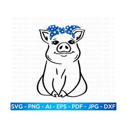 Pig with Bandana SVG, Pig SVG, Blue Bandana SVG, Piglet svg, Farm Piglet svg, Farmhouse Sign, Farmhouse Decor svg, Farm