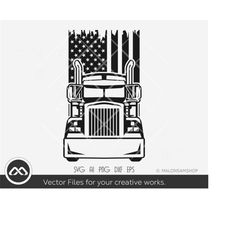 Cargo truck SVG US flag front face - truck svg, cargo svg, 18 wheeler, company, instant download, cut file, png