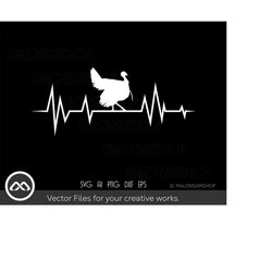 Turkey Hunting SVG Heartbeat - Turkey Hunter Svg, hunting svg, silhouette, clipart, png, cut file