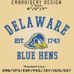 Delaware Fightin' Blue Hens embroidery design, NCAA Logo Embroidery Files, NCAA Blue Hens, Machine Embroidery Pattern