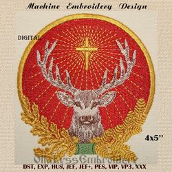 The Stag of Saint Hubert embroidery design