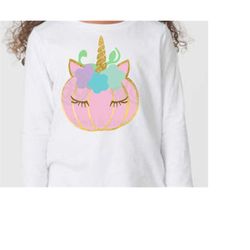 pastel halloween, unicorn pumpkin svg, pink pumpkin shirt, Halloween svg, unicorn svg, Unicorn eyelashes, SVG, DXF, Unic