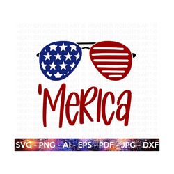 Merica Sunglasses SVG, 4th of July SVG, July 4th svg, Fourth of July svg, America svg, USA Flag svg,Independence Day Shi