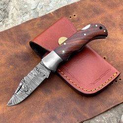 Corbon-steel-Knife "Folding-knife-with sheath fixed-blade-Camping-knife, Bowie-knife, Handmade-Knives, Gifts-For-Men.