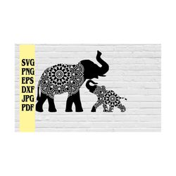 elephant mom and baby mandala svg png eps dxf pdf jpg/elephant svg/elephant mandala svg/baby elephant mandala svg/elepha